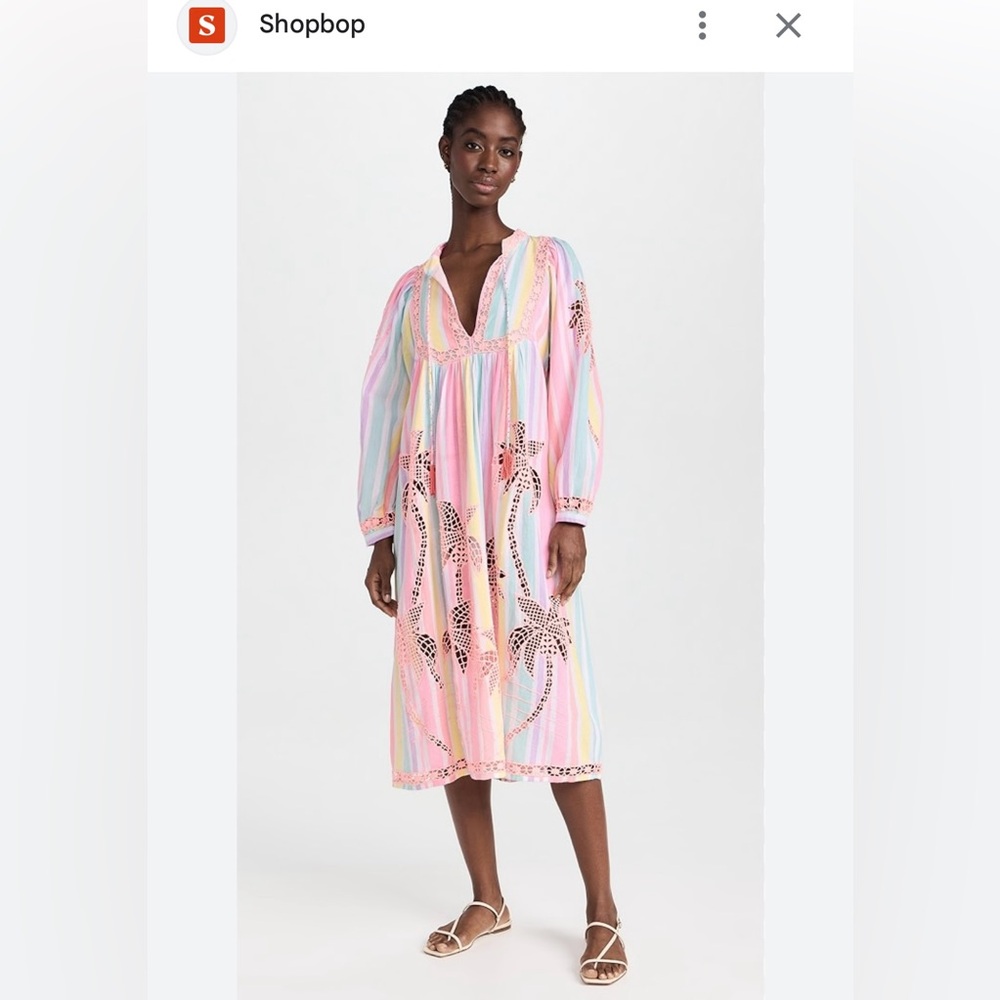 FARM RIO Multi Embroidered Coconut Richillieu Swim Cover-up Dress Size Small NWT
